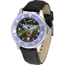 Maine Black Bears Men's Leather Wristwatch