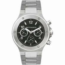 Men`s Prestige Chronograph Watch With Black Dial And Stainless Steel Band