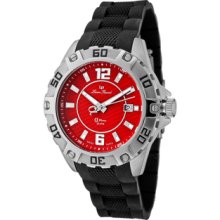 Men's A Diver Red Textured Dial Black Rubber