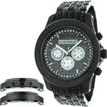 Mens Black Diamond Watch 1.5ct LUXURMAN New Arrival