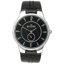 Men's black skagen slimline watch 433lslb