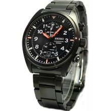 Men's Black Stainless Steel Chronograph Quartz Link Bracelet