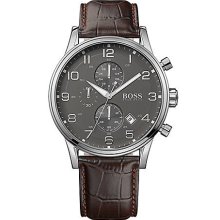 Men's Brown Leather Strap Watch