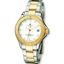 Mens Charles Hubert IP-plated Two-tone White Dial Watch