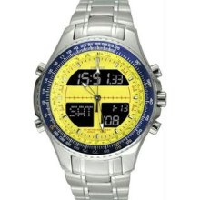 Men's Digital Alarm Chronograph World Time Yellow