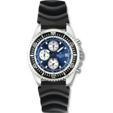 Men's Diver Quartz Blue Dial Mother Of Pearl Chronograph Strap