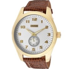 Men's Ermex White Textured Dial Light Brown Genuine Lizard