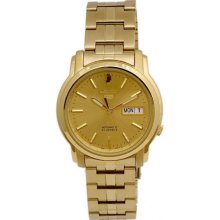 Men's Gold Tone Stainless Steel Seiko 5 Automatic Link Bracelet