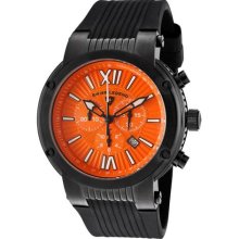 Men's Legato Cirque Chrono Orange Dial Black IP Case Black Silico ...