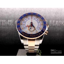 Mens Luxury Perpetual Yachtmaster Blue White Automatic Watch 18k Gol