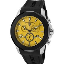 Men's Monte Carlo Chronograph Yellow Textured Dial Black Silicone ...