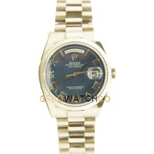 Mens New Style Heavy Band President Day Date Model 118239 Blue Roman Dial