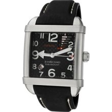 Men's Paramount Automatic Black Textured Dial Black Leather ...