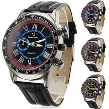 Men's PU Analog Quartz Wrist Watch with Tachymeter (Assorted Colors)