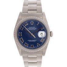 Men's Rolex Datejust Watch 16220 Blue Roman Dial