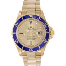 Men's Rolex Submariner Watch 16618 Champagne Serti Dial