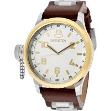 Men's Russian Diver Silver Dial Brown Genuine Leather ...