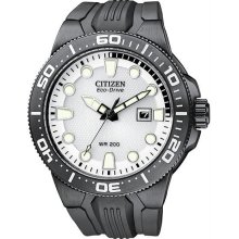 Men's Scuba Fins Eco-Drive Stainless Steel Case Silver Dial Date Displ