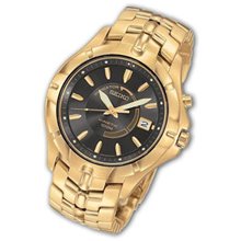 Men's Seiko Kinetic Gold-Tone Watch with Black Dial (Model: SKA404) seiko