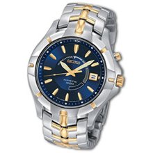 Men's Seiko Kinetic Two-Tone Stainless Steel Watch with Blue Dial (Model: SKA402) seiko