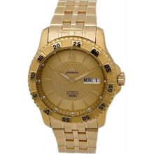 Men's Stainless Stee Seiko 5 Gold Dial Automatic Link Bracelet