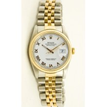 Men's Stainless Steel & Gold Datejust Model 16013 Jubilee Band White Roman Dial