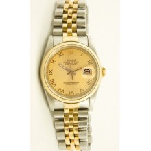 Men's Stainless Steel & Gold Datejust Model 16013 Jubilee Band Champagne Roman Dial