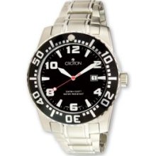 Mens Stainless Steel Black Dial Quartz Watch