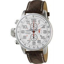 Men's Stainless Steel Lefty Force Chronograph White Dial Leather Strap