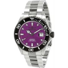 Men's Stainless Steel Pro Diver Automatic Purple Dial Rotating Black B