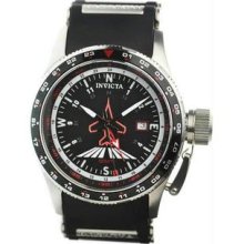 Men's Stainless Steel Quartz GMT Black Dial Rubber Strap