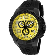 Men's Super Shield Chronograph Yellow Dial Black IP Case Black Si ...