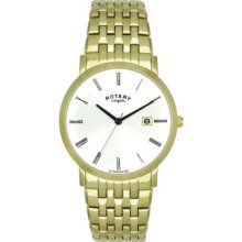 Mens Traditional Rotary Gb02624/01 Gold-plated Bracelet Calendar Wristwatch