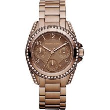 Michael Kors Blair Espresso Mk5614 Gents Pink Steel Bracelet Diamonds Watch