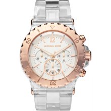 Michael Kors Clear Rose Gold Bezel Watch - Jewelry