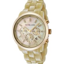 Michael Kors Watches Women's Chronograph White Crystals Horn Acrylic H