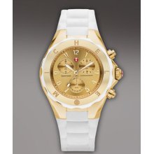 Michele Tahitian Large Jellybean Chronograph, White/Golden