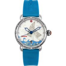 Michele Women's Seaside Collection Diamond Blue Silicone Gel Watch