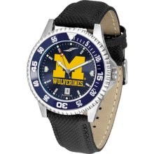 Michigan Wolverines Competitor AnoChrome Poly/Leather Band Watch