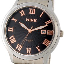 Mike 308 Stylish Men's Analog Quartz Watch With Calendar, Stainless Steel Strap