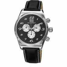 Milleret Men's 'XXL' Stainless Steel Black White Stitching Leather