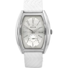 Milus Men's Age007 Agenios Handwinding Automatic White Dial White Strap Watch