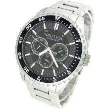 Nautica N15016G Men's NCS 600 Black Dial Multifunction Stainless Steel