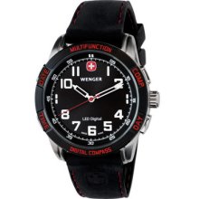 Nomad LED Men's Compass Watch with Black and Red Dial from WengerÂ®