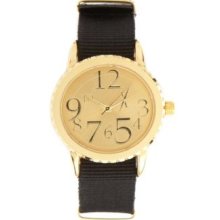 Nylon Band Gold Watch - Black - ONE