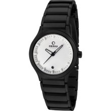 Obaku Watches Women's Night White Dial Black Ion Plated Stainless Stee