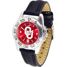 Oklahoma Sooners Ladies Crimson AnoChrome Leather Sport Watch