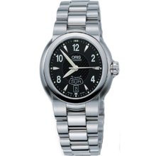 Oris Gents Watch Black Big Crown Divers Silver Steel Bracelet 63575174164