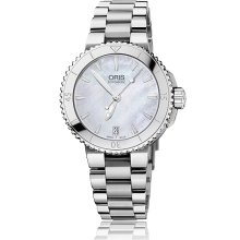 Oris Men's Aquis White Mother Of Pearl Dial Watch 733-7652-4151-07-8-18-01P