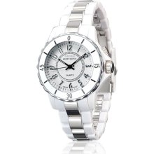 OSHEN 7 Colors Lighting Effect White Stainless Steel Quartz Wrist Watch O0018 - White - Stainless Steel